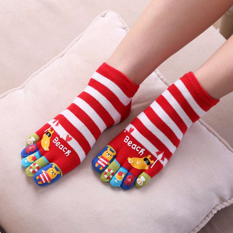 Cute Strip Toe Socks Women - 3 Pairs
