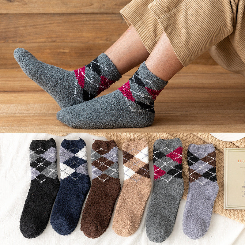 Cozy Argyle Fleece Socks - 3 Pairs