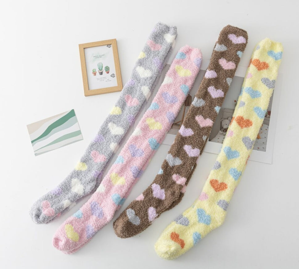 Cloudy Heart Fleece Lounge Socks - 2 Pairs
