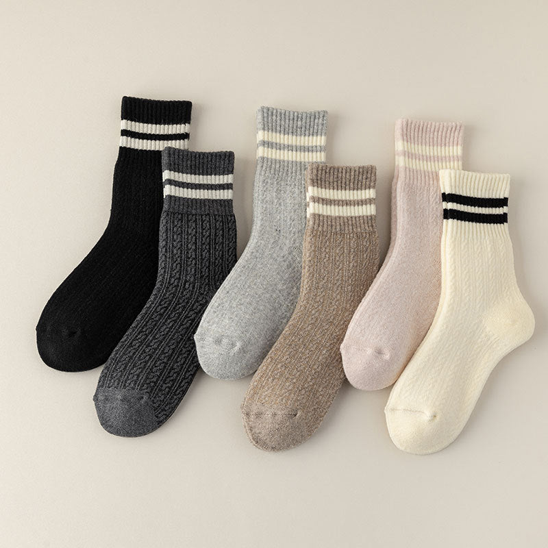 Classic Striped Cozy Crew Socks - 2 Pairs