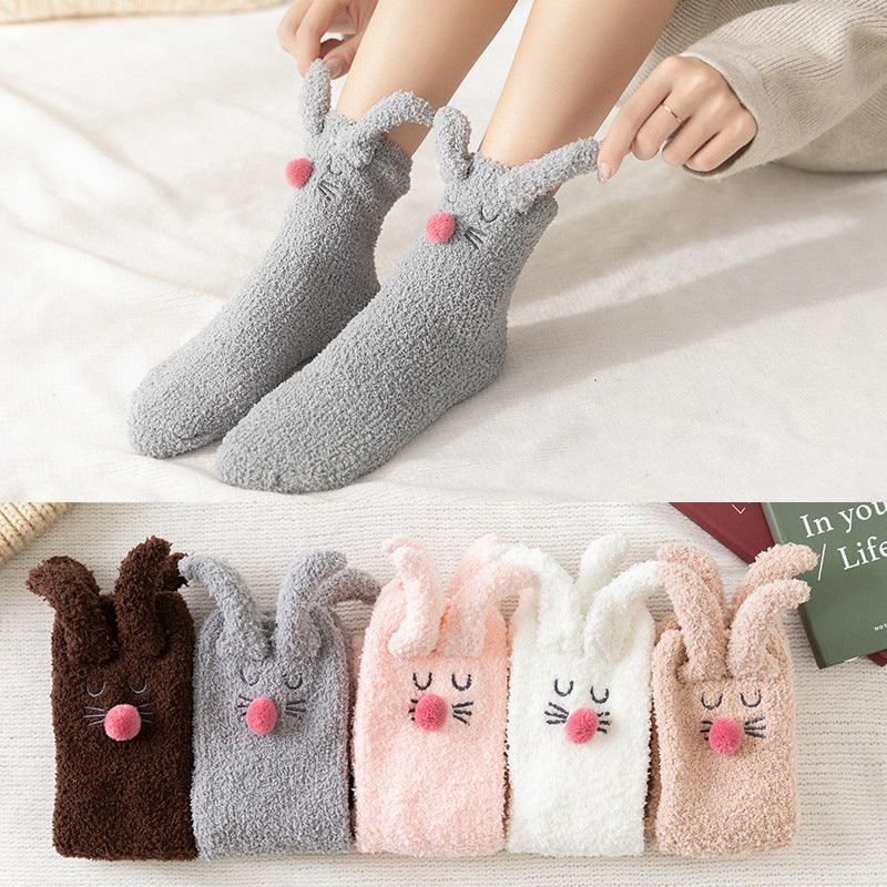 Bunny Bliss Fluffy Home Socks - 2 Pairs