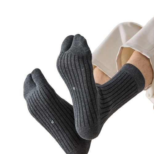Men’s Split Two-Toe Socks – Japanese Tabi Style Crew Socks - 3 Pairs