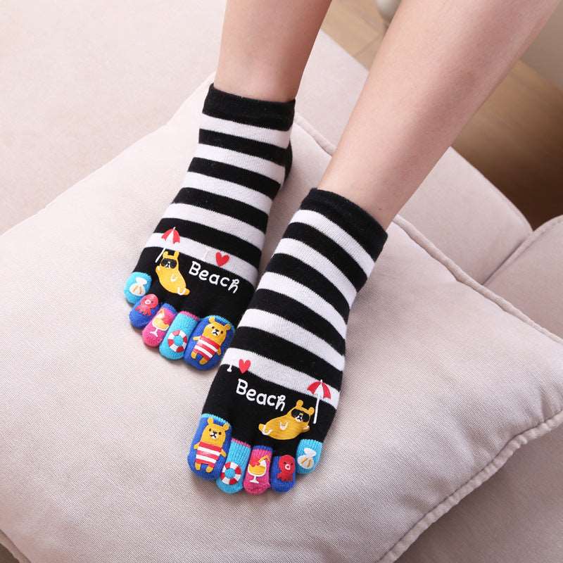 Cute Strip Toe Socks Women - 3 Pairs