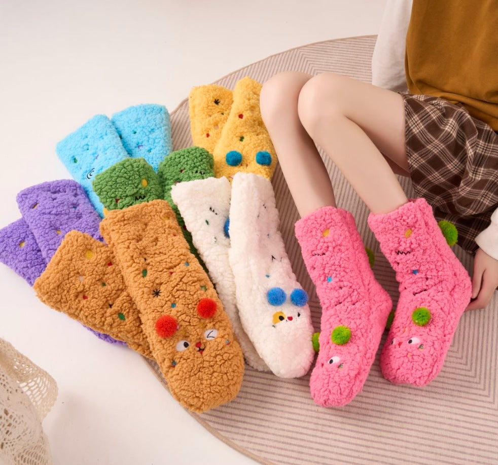 Non-Slip Puppy Plush Winter Slipper Socks
