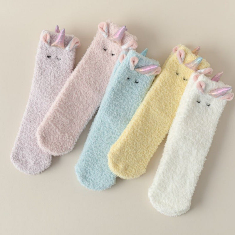 Cozy Unicorn Fleece Home Socks - 2 Pairs