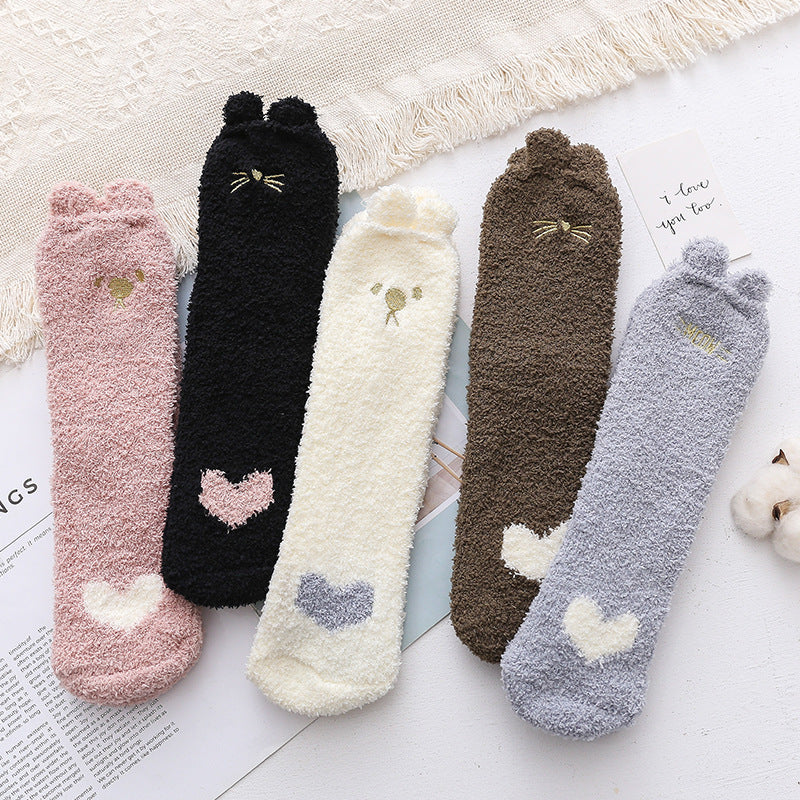 Fuzzy Paws 3D Coral Fleece Socks - 2 Pairs