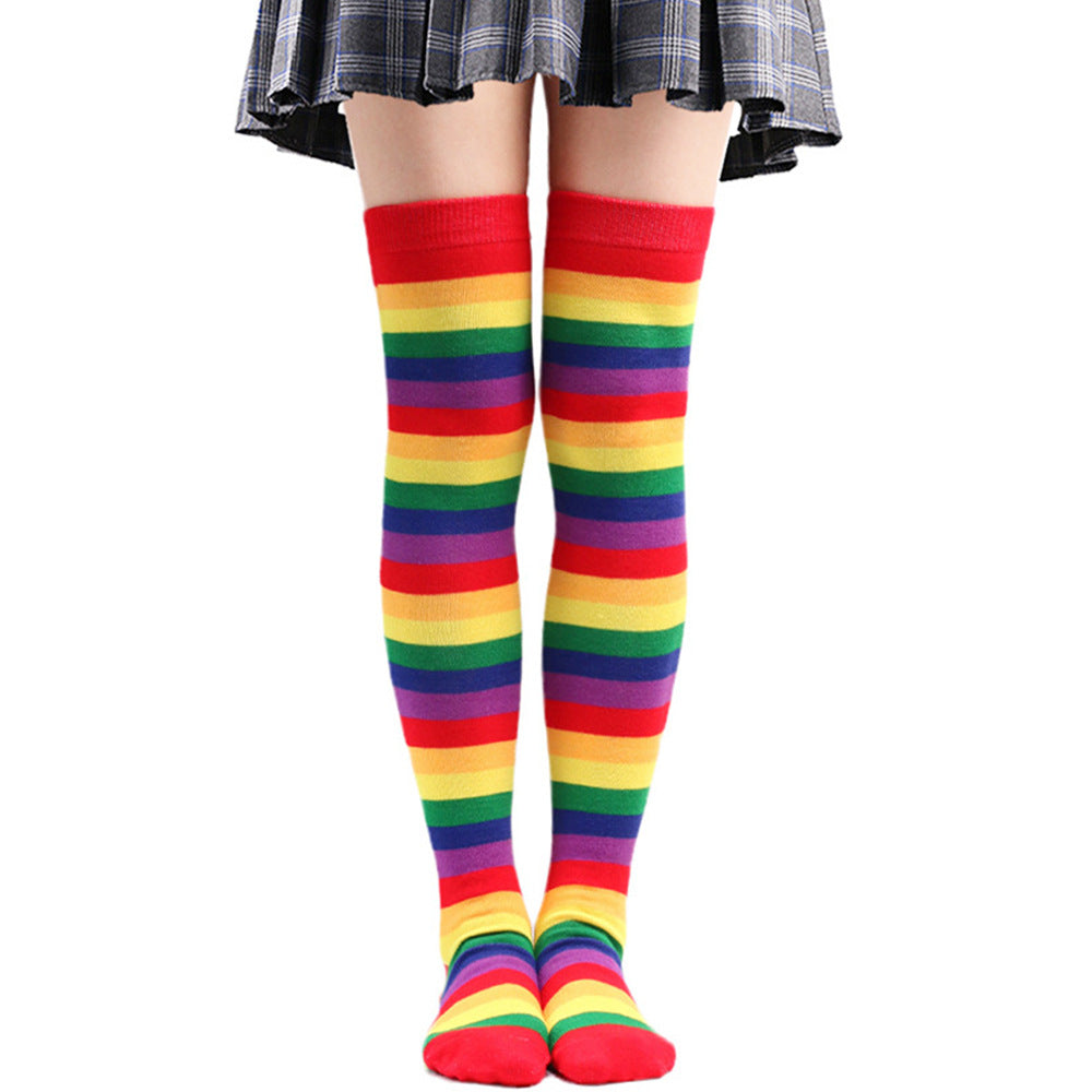 Stripe Over The Knee Socks Women - 3 Pairs
