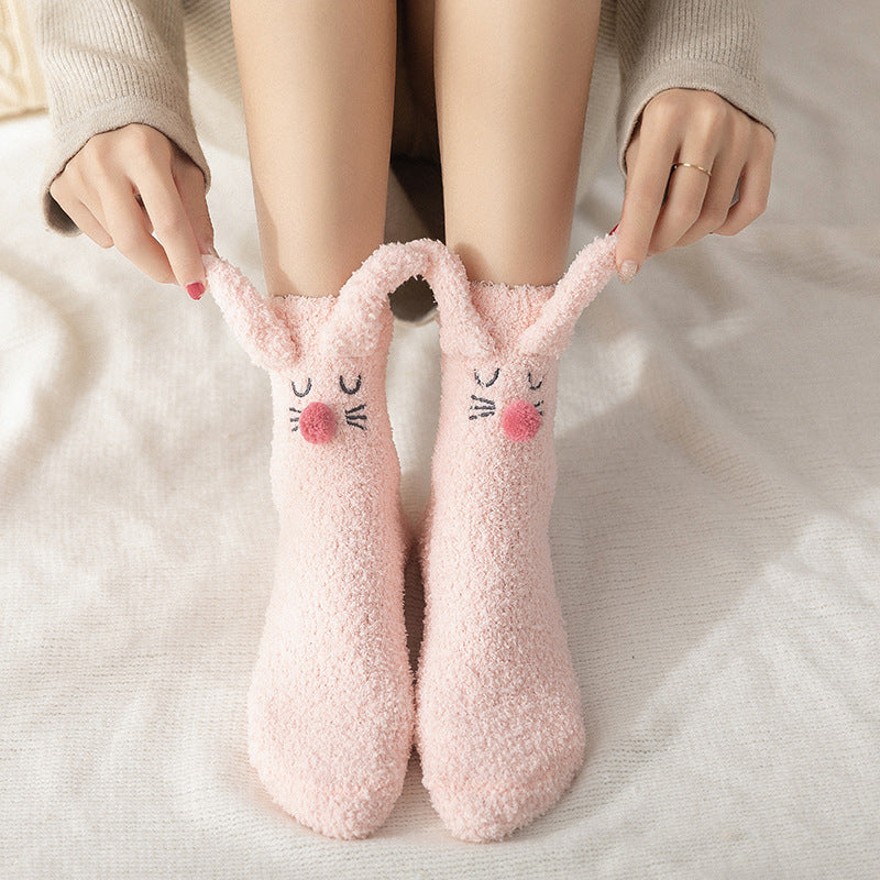 Bunny Bliss Fluffy Home Socks - 2 Pairs