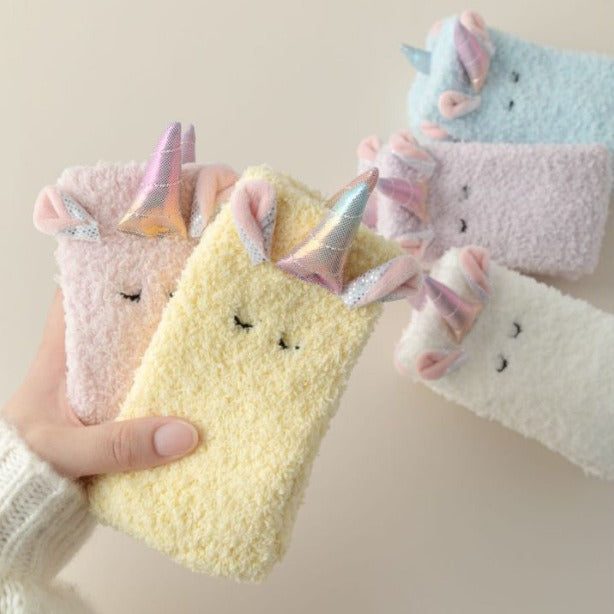 Cozy Unicorn Fleece Home Socks - 2 Pairs