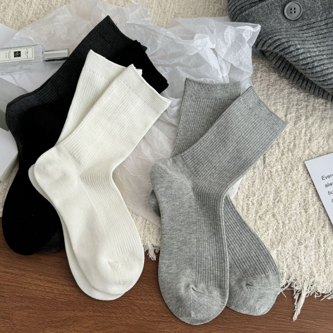 Casual Cotton Crew Socks Women - 3 Pairs