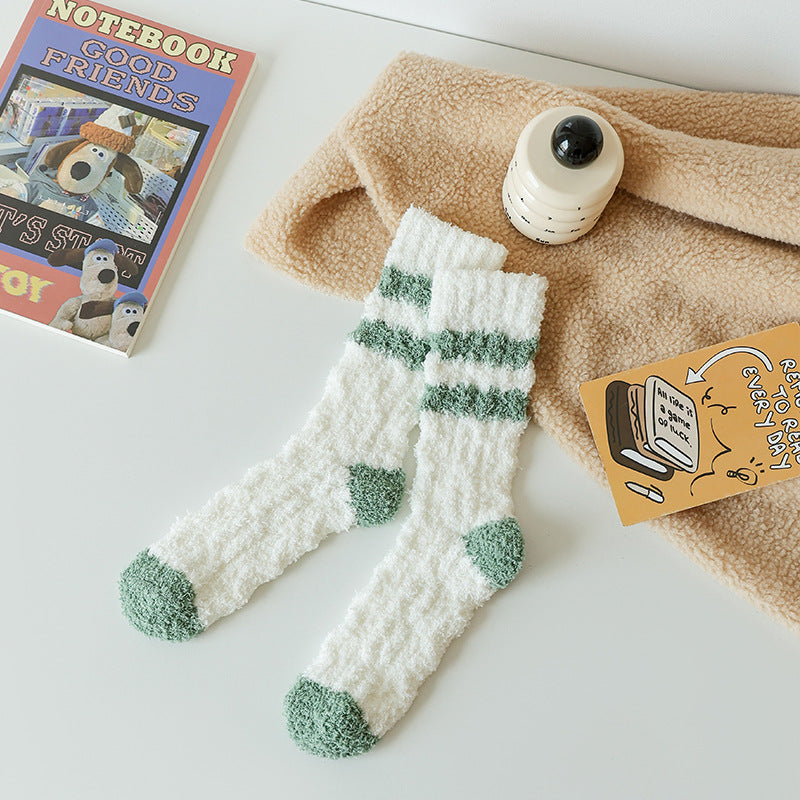 Cozy Stripe Fluffy Home Socks - 2 Pairs