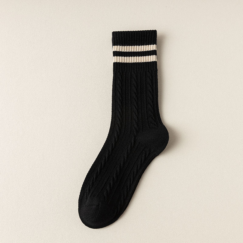 Vintage Cable Knit Crew Socks - 3 Pairs