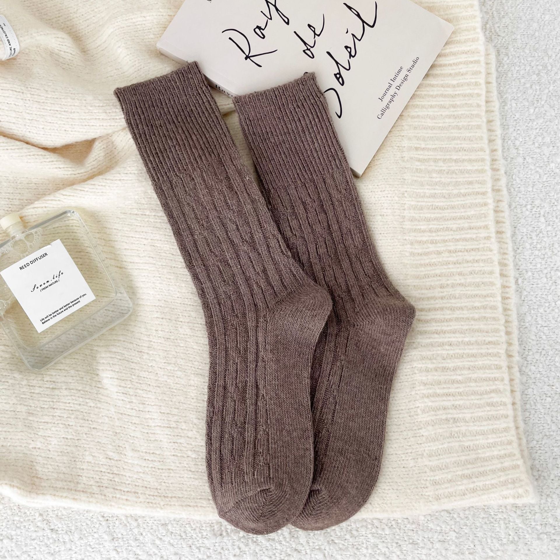Classic Cable-Knit Wool Socks - 2 Pairs
