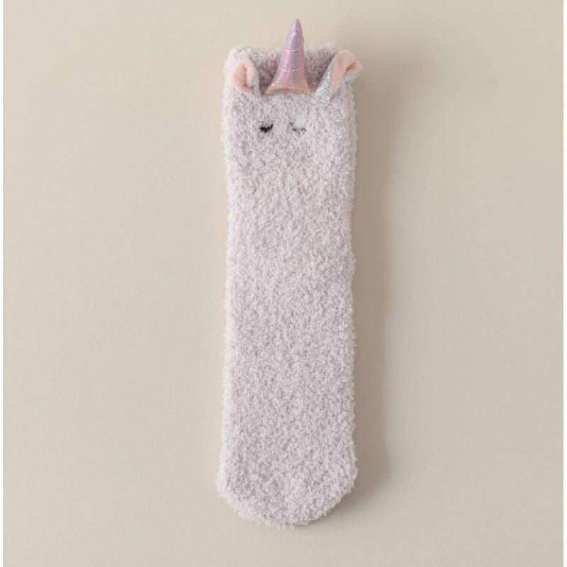 Cozy Unicorn Fleece Home Socks - 2 Pairs