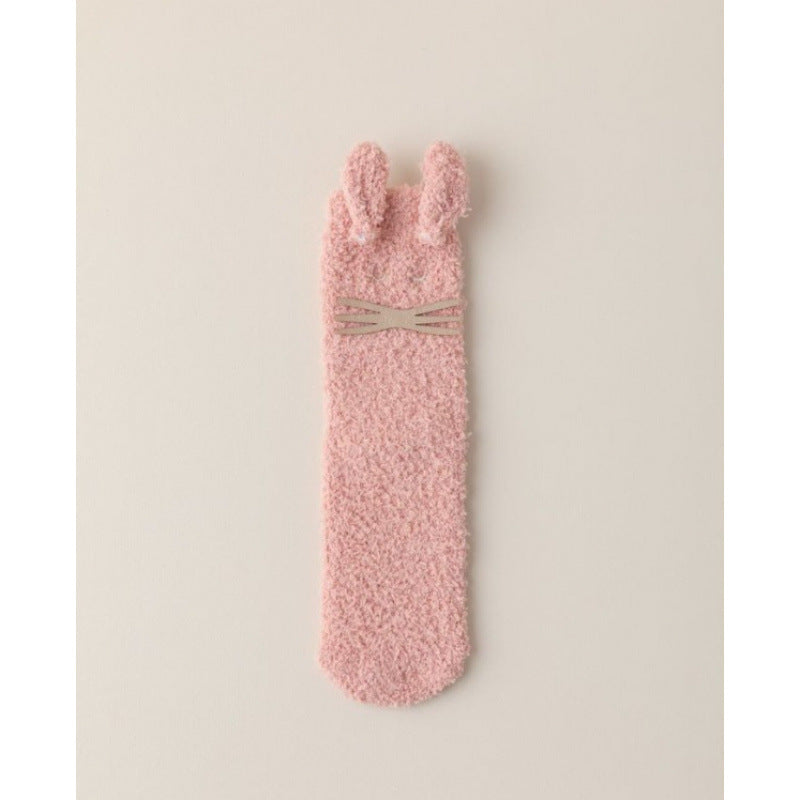 Cute Cartoon Bunny Coral Fleece Home Socks - 2 Pairs