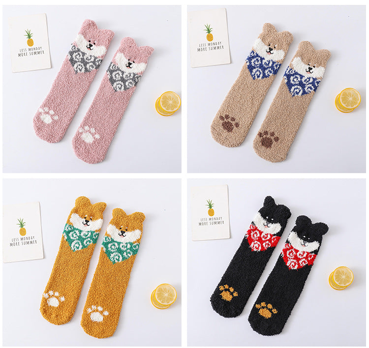 Cozy Paws Fluffy Animal Socks - 2 Pairs