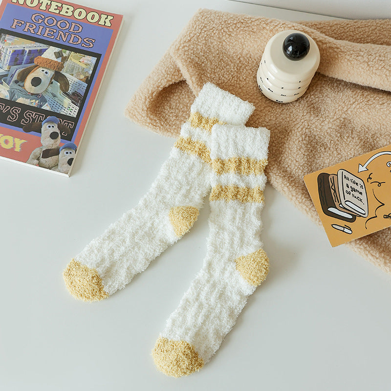 Cozy Stripe Fluffy Home Socks - 2 Pairs