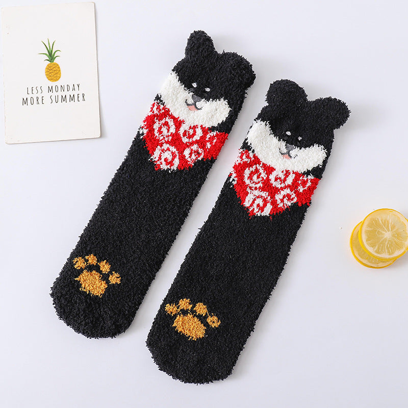 Cozy Paws Fluffy Animal Socks - 2 Pairs