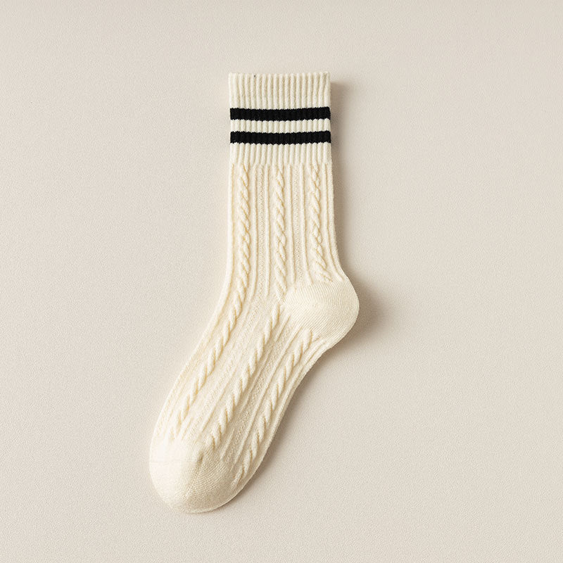 Vintage Cable Knit Crew Socks - 3 Pairs