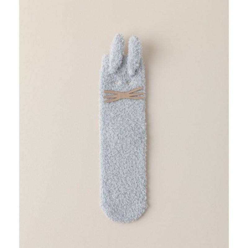 Cute Cartoon Bunny Coral Fleece Home Socks - 2 Pairs