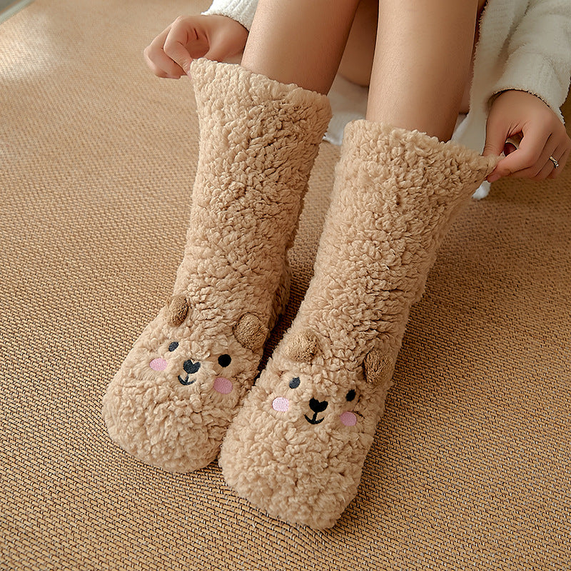Non-Slip Bear Plush Winter Slipper Socks