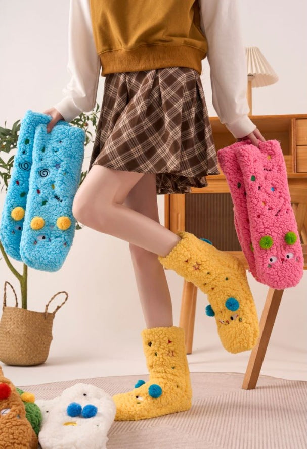 Non-Slip Puppy Plush Winter Slipper Socks