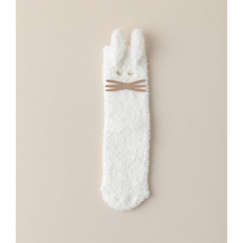 Cute Cartoon Bunny Coral Fleece Home Socks - 2 Pairs