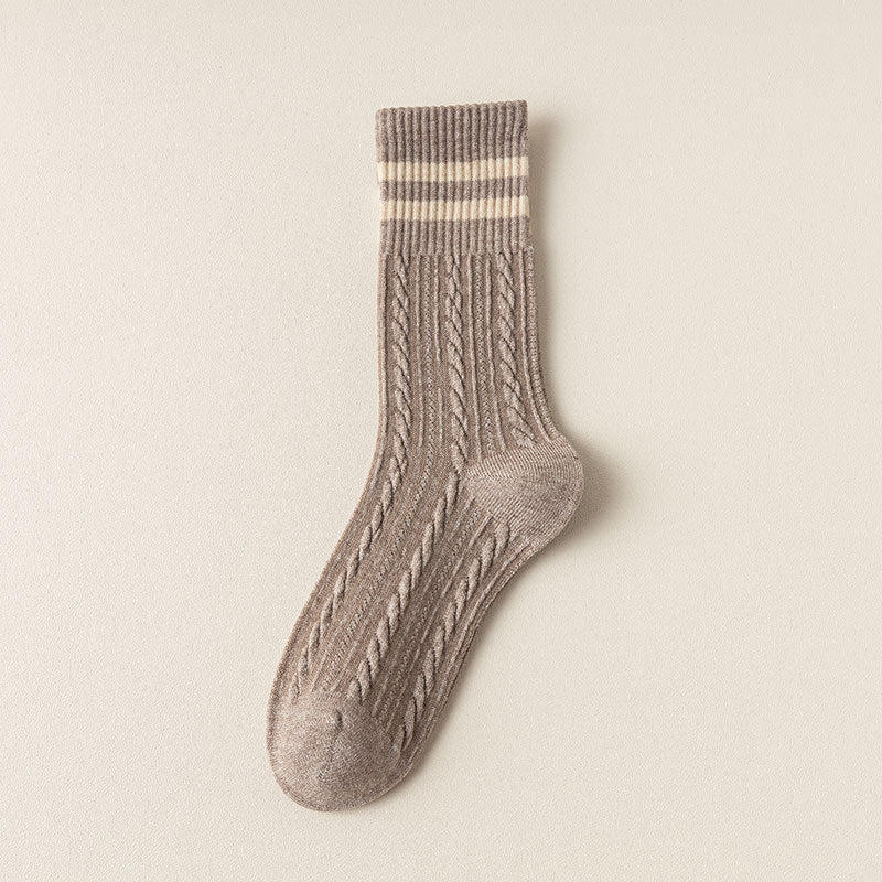 Vintage Cable Knit Crew Socks - 3 Pairs