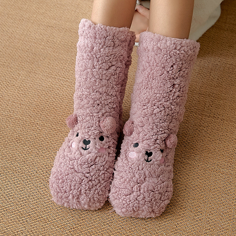 Non-Slip Bear Plush Winter Slipper Socks