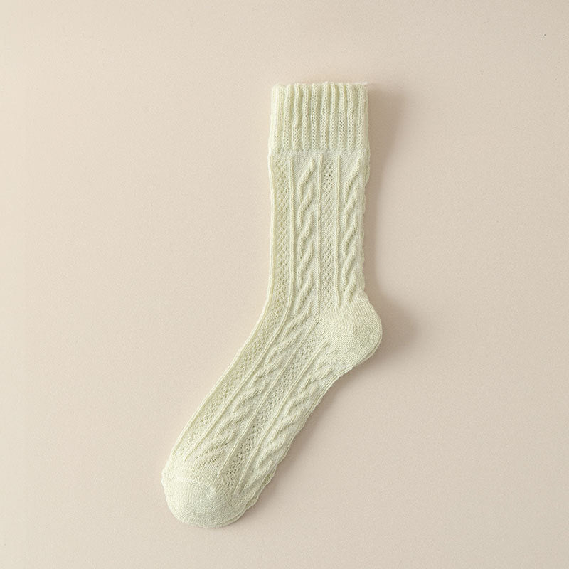 Cloud Bloom Pastel Cable-Knit Socks - 3 Pairs