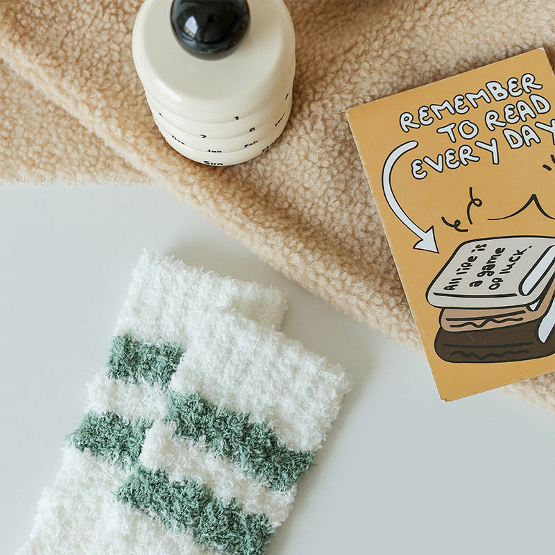 Cozy Stripe Fluffy Home Socks - 2 Pairs