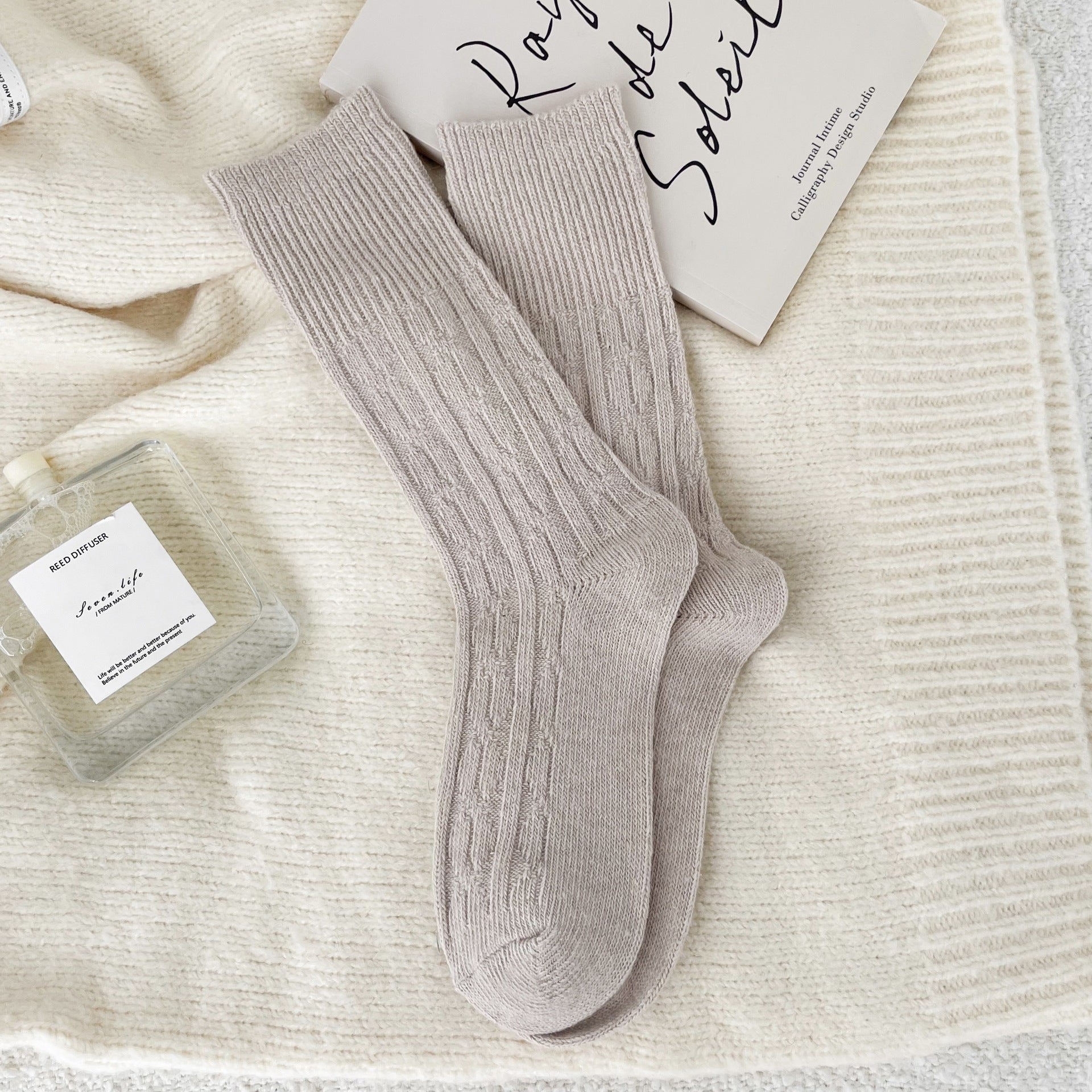 Classic Cable-Knit Wool Socks - 2 Pairs