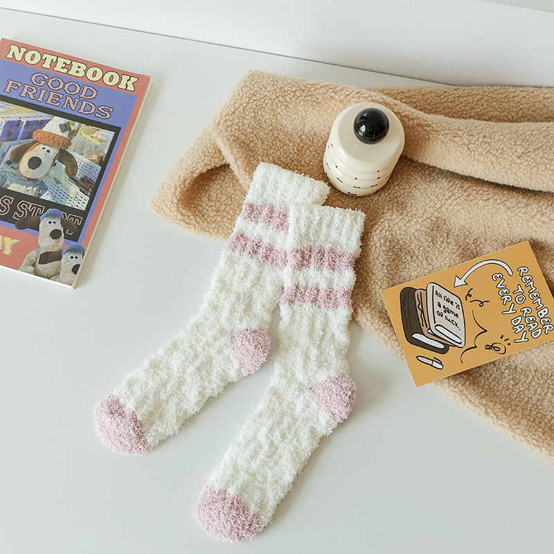 Cozy Stripe Fluffy Home Socks - 2 Pairs
