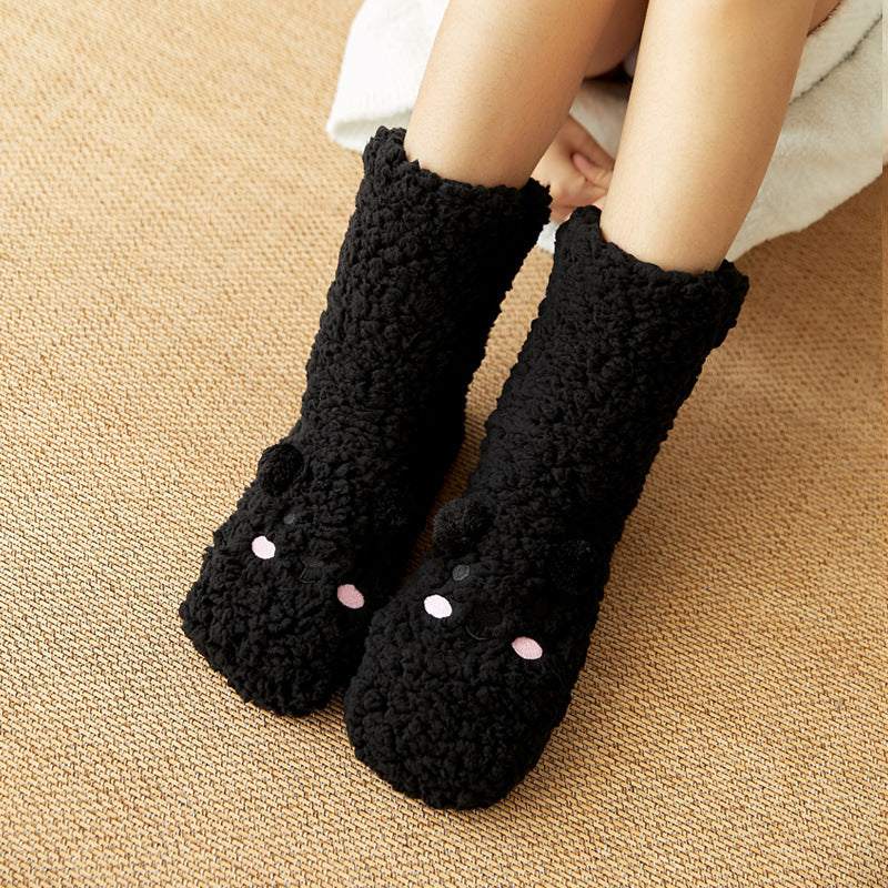 Non-Slip Bear Plush Winter Slipper Socks