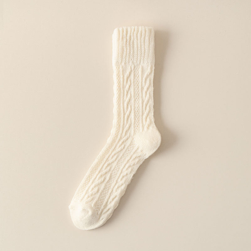 Cloud Bloom Pastel Cable-Knit Socks - 3 Pairs