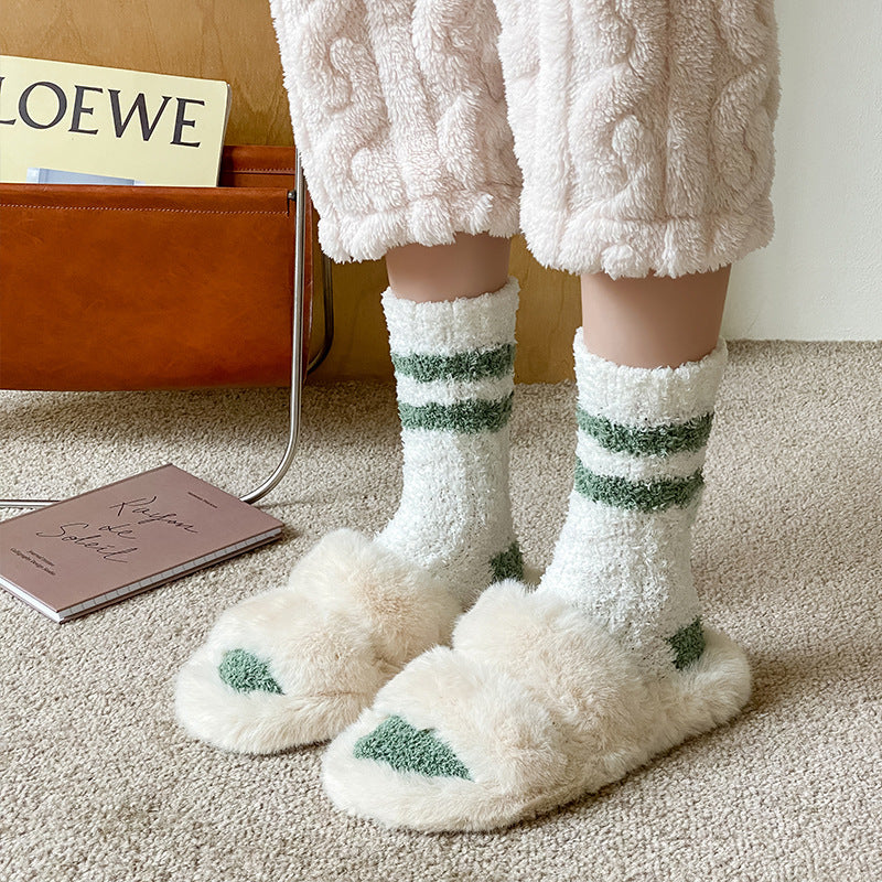 Cozy Stripe Fluffy Home Socks - 2 Pairs