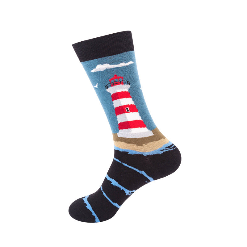 Seaside Beacon Fun Socks