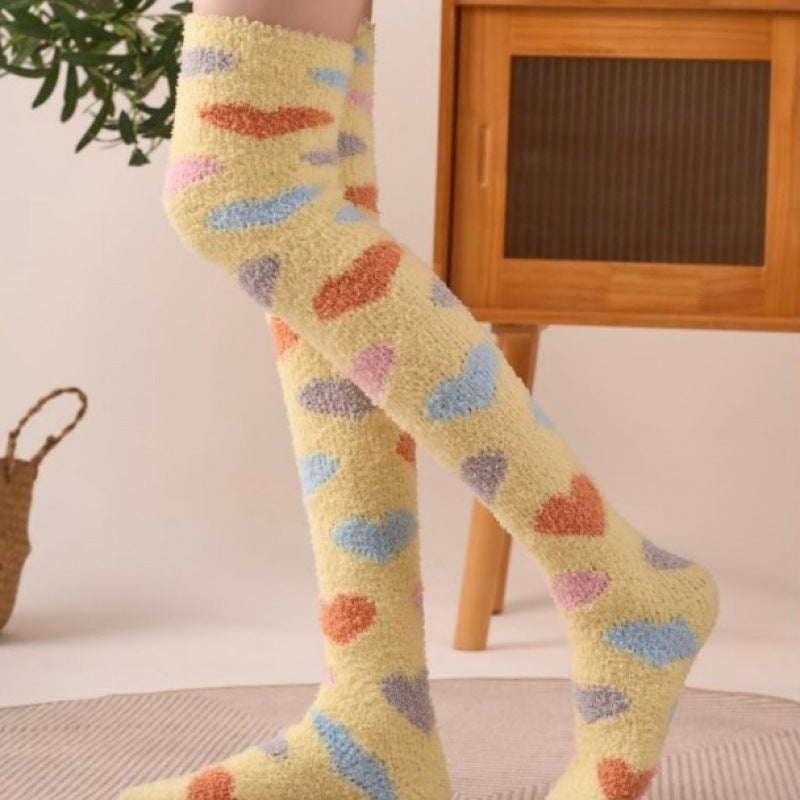 Cloudy Heart Fleece Lounge Socks - 2 Pairs