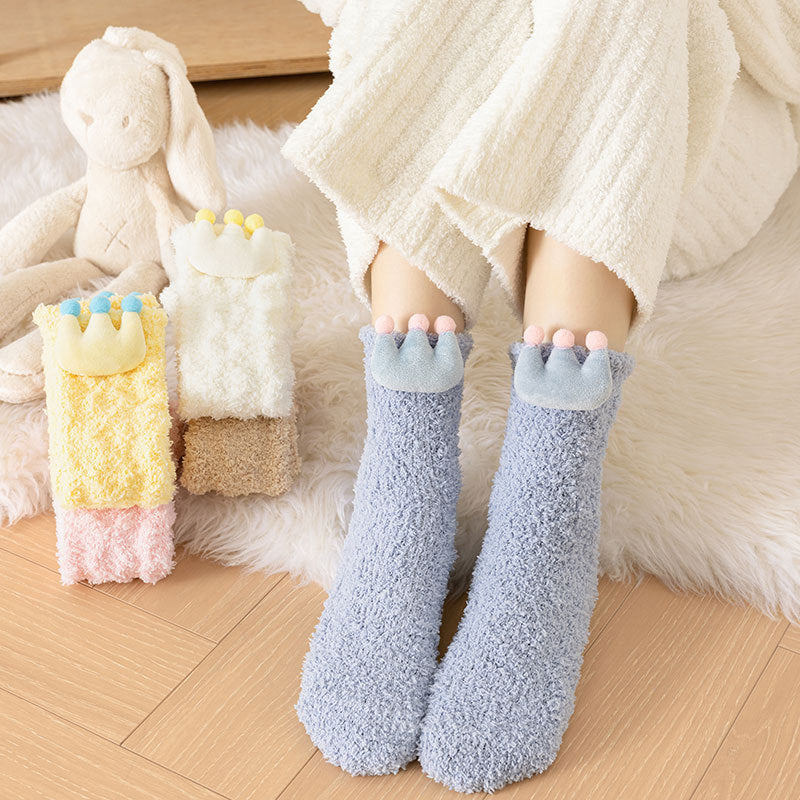 Royal Crown Coral Fleece Socks - 3 Pairs