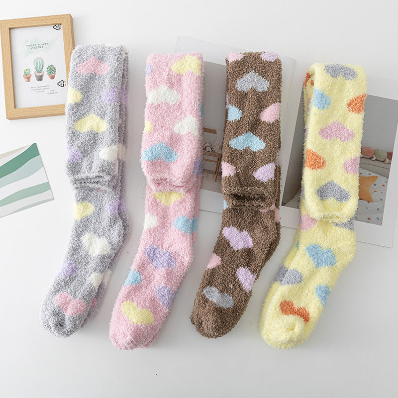 Cloudy Heart Fleece Lounge Socks - 2 Pairs