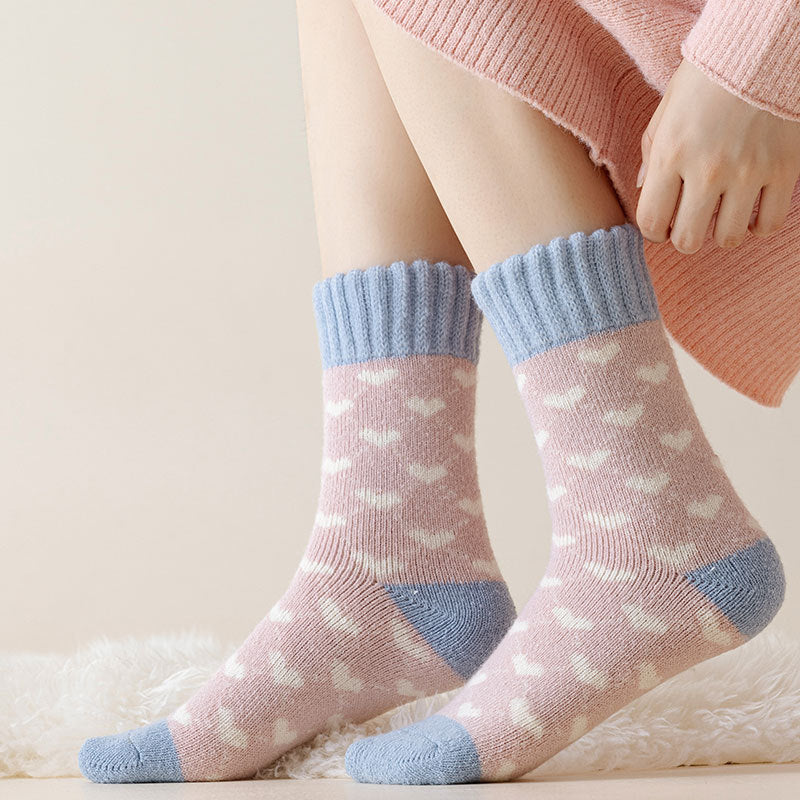 Cozy Charm Pastel Winter Cotton Socks - 2 Pairs