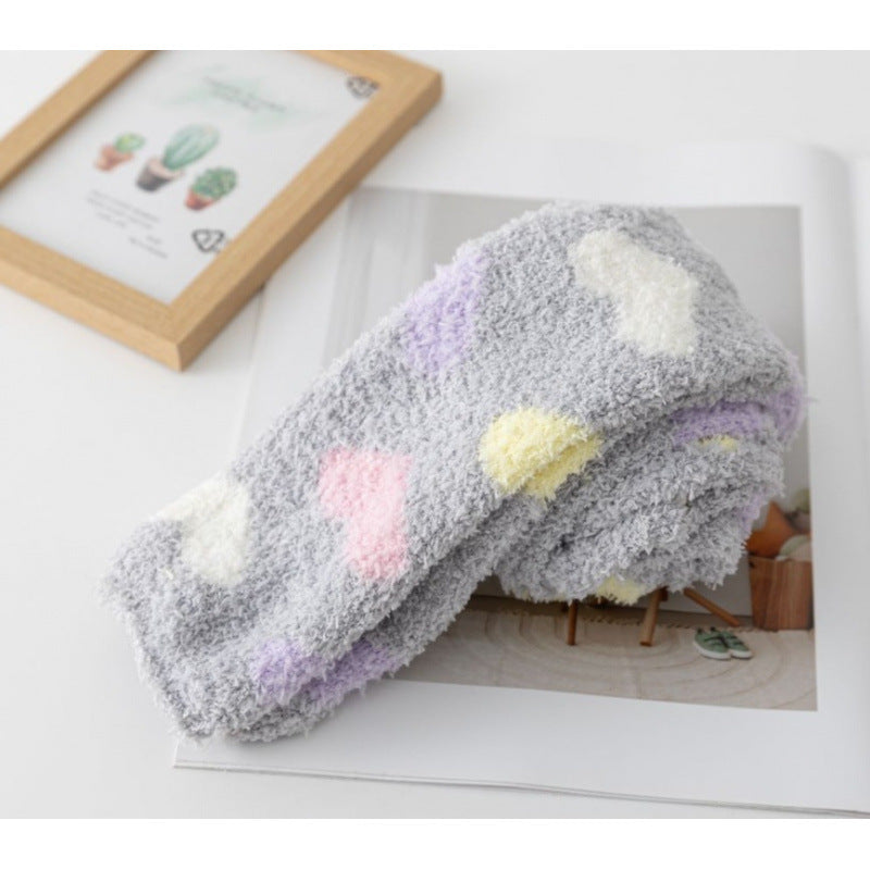 Cloudy Heart Fleece Lounge Socks - 2 Pairs