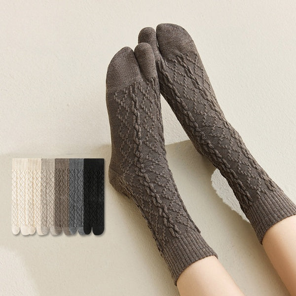 Alpine Warmth Wool Two-Toe Socks – Soft Breathable Split Toe Tabi Socks for Winter Comfort - 3 Pairs