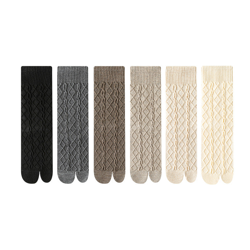 Alpine Warmth Wool Two-Toe Socks – Soft Breathable Split Toe Tabi Socks for Winter Comfort - 3 Pairs