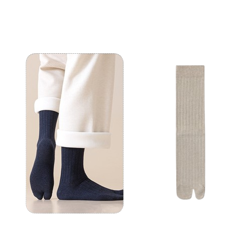 Men’s Cotton Split Toe Crew Socks – Comfortable Tabi Style - 3 Pairs