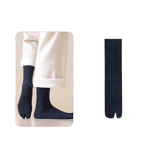 Men’s Cotton Split Toe Crew Socks – Comfortable Tabi Style - 3 Pairs