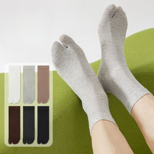 Men’s Split Toe Crew Socks – Breathable Cotton Comfort - 3 Pairs