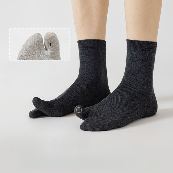 Men’s Split Toe Crew Socks – Breathable Cotton Comfort - 3 Pairs