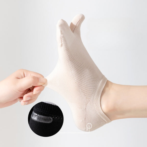 Women’s Split Toe Mesh Low Cut Socks – Breathable Summer Cotton - 3 Pairs