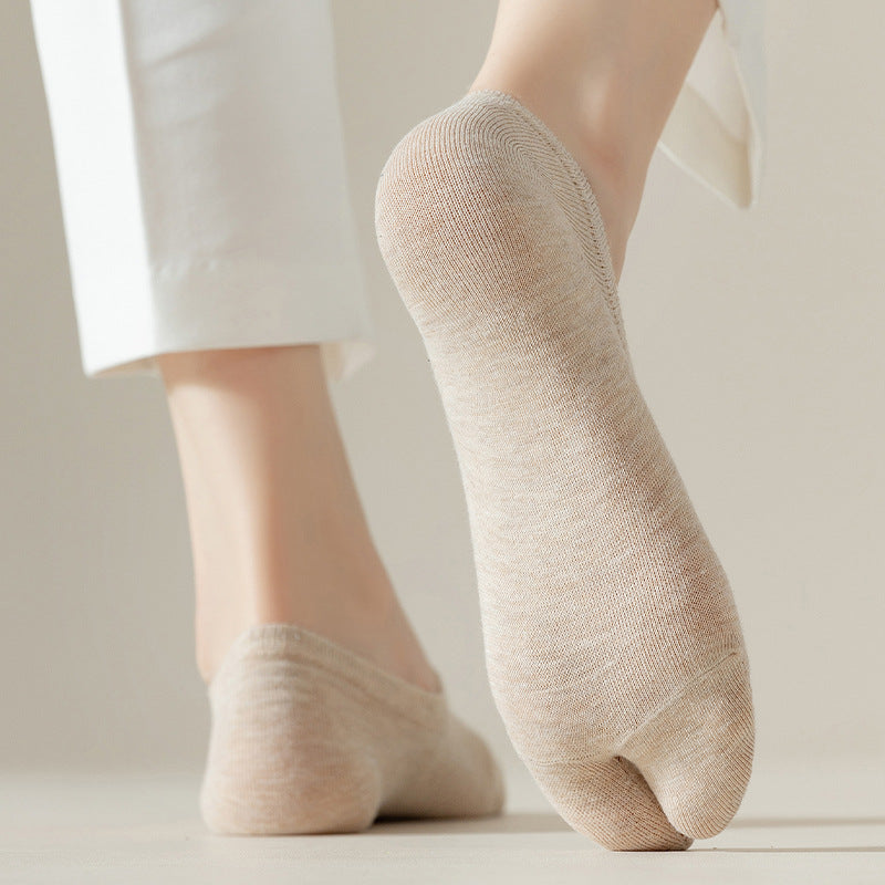 Women’s Split Toe No-Show Socks – Breathable Cotton Comfort - 3 Pairs